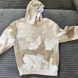 Nike Beige and White Pullover Hoodie